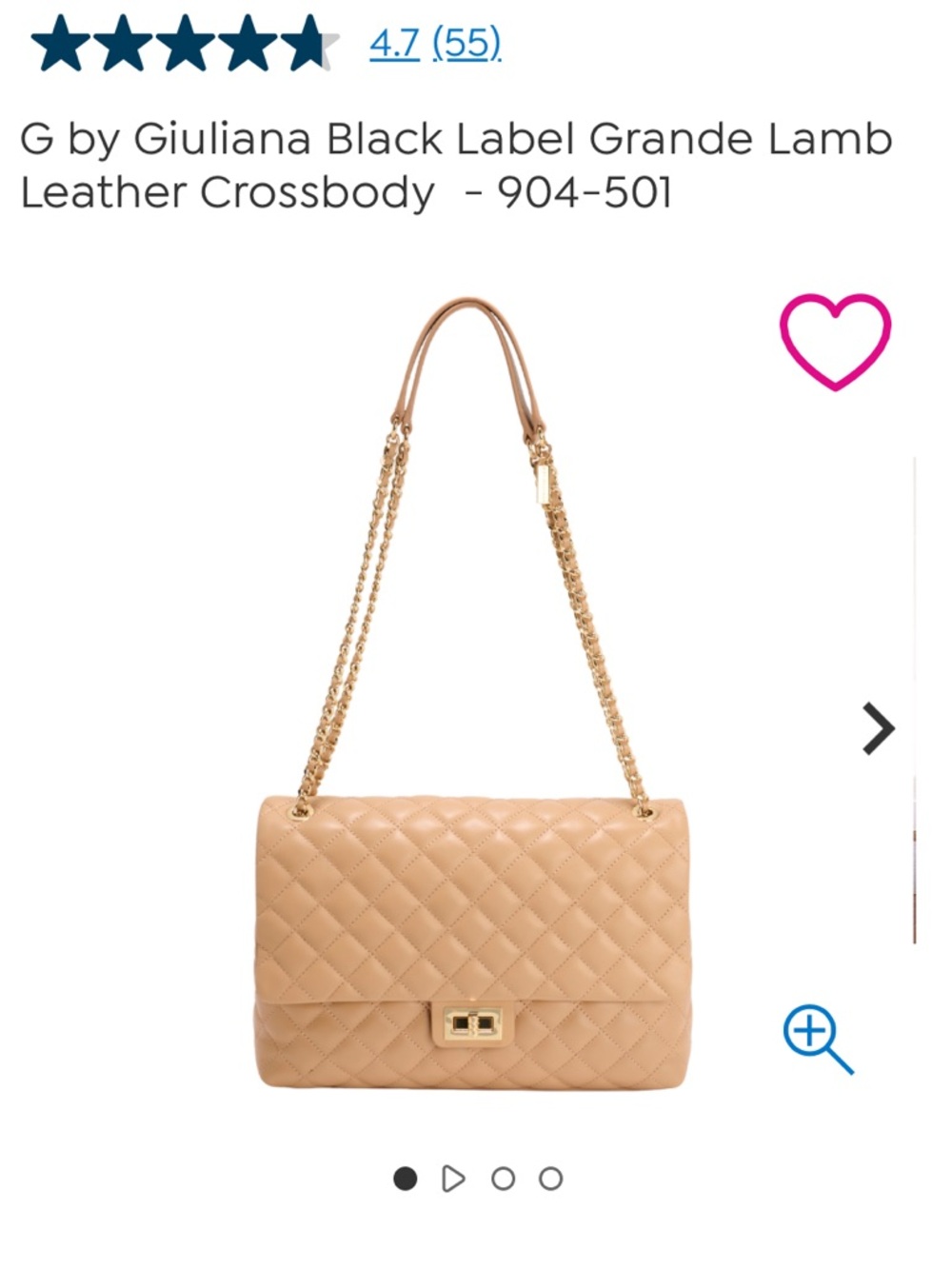 G by Giuliani Quilted Tan Leather Crossbody NWT